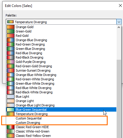 palette di colori in tableau